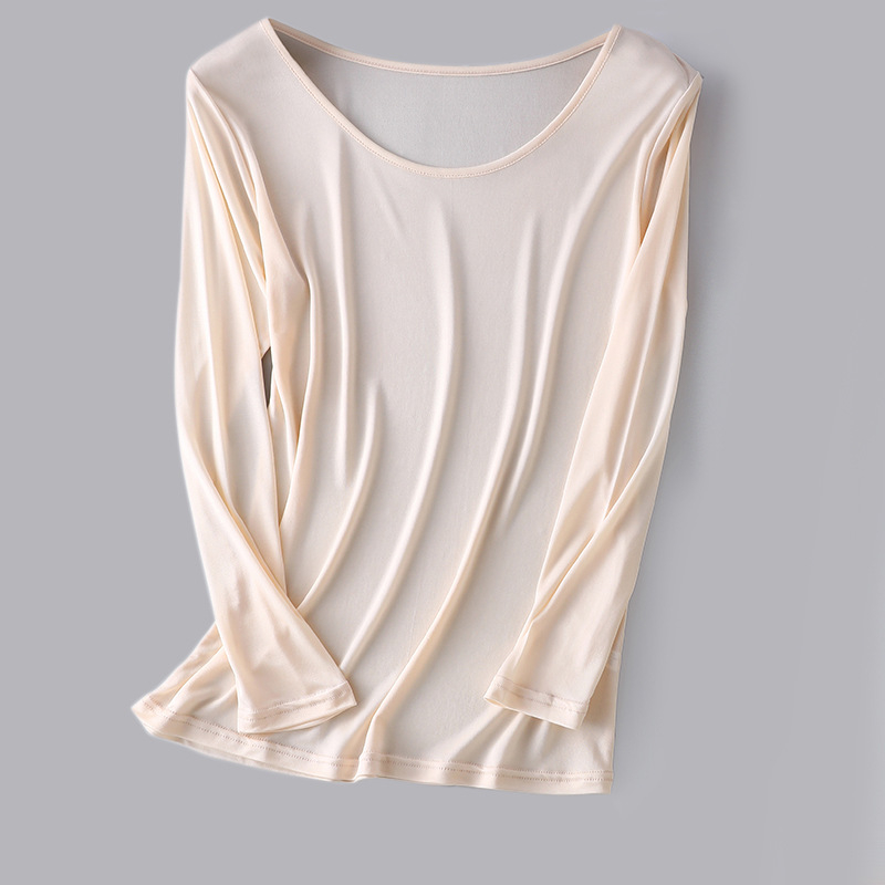 Ženski set od Mulberry svile: top s okruglim izrezom i 3/4 rukavima te hlače, ultra-tanki materijal 81–100 g/m², topao