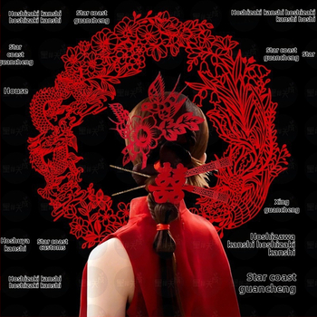 Novokórejský štýl papierových výrezov s šťastnými slovami pre výzdobu svadobnej spálne – Materiál: flokovaný textil; Import: Nie; Značka: Iné; Kategória: Šťastné slová