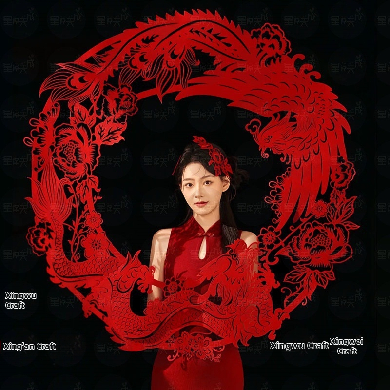 Novokórejský štýl papierových výrezov s šťastnými slovami pre výzdobu svadobnej spálne – Materiál: flokovaný textil; Import: Nie; Značka: Iné; Kategória: Šťastné slová