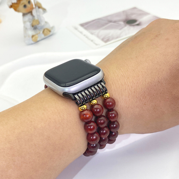 Narukvica od sandalovog drveta s perlicama cinnabara za Huawei Watch GT4/GT3/GT2, 20–22 mm