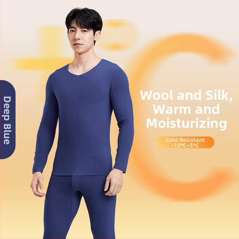 Jesen–zimski termalni komplet od vune i svile, unisex, antibakterijski, debeli flis, gornji dio i hlače