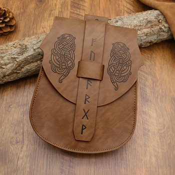 Srednjovjekovna utisnuta kvadratna torba za pojas - Vikingska retro kožna torba za cosplay Halloween (Značka: Ficino; Dostupno na lageru; Dobna skupina: Odrasli; Godina/sezona: Jesen 2025)