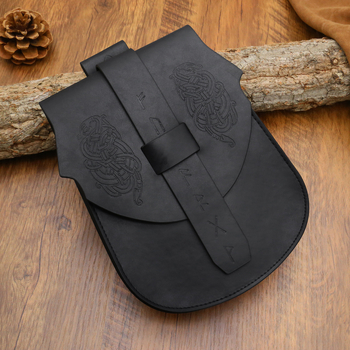 Srednjovjekovna utisnuta kvadratna torba za pojas - Vikingska retro kožna torba za cosplay Halloween (Značka: Ficino; Dostupno na lageru; Dobna skupina: Odrasli; Godina/sezona: Jesen 2025)