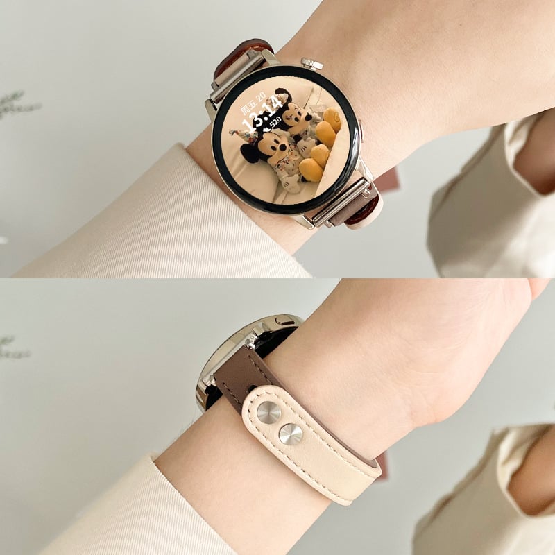 Prava kožna narukvica za Huawei pametni sat, kompatibilna s GT5/GT6, GT4, GT2/Honor Watch, Watch4/3 Pro — 18/20/22 mm, kopča na klik