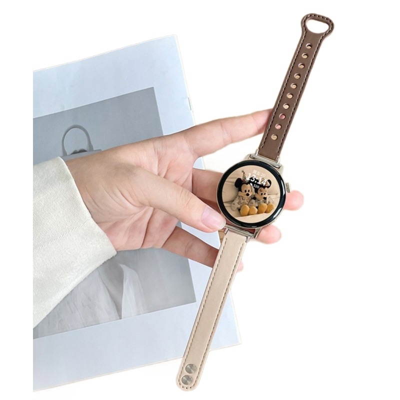 Prava kožna narukvica za Huawei pametni sat, kompatibilna s GT5/GT6, GT4, GT2/Honor Watch, Watch4/3 Pro — 18/20/22 mm, kopča na klik