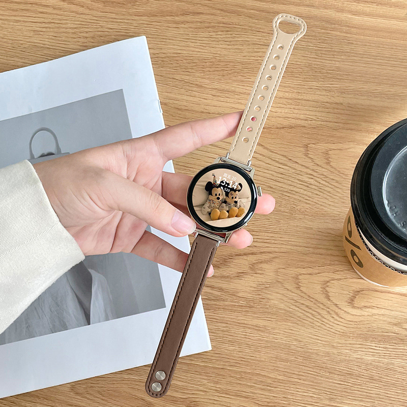 Prava kožna narukvica za Huawei pametni sat, kompatibilna s GT5/GT6, GT4, GT2/Honor Watch, Watch4/3 Pro — 18/20/22 mm, kopča na klik