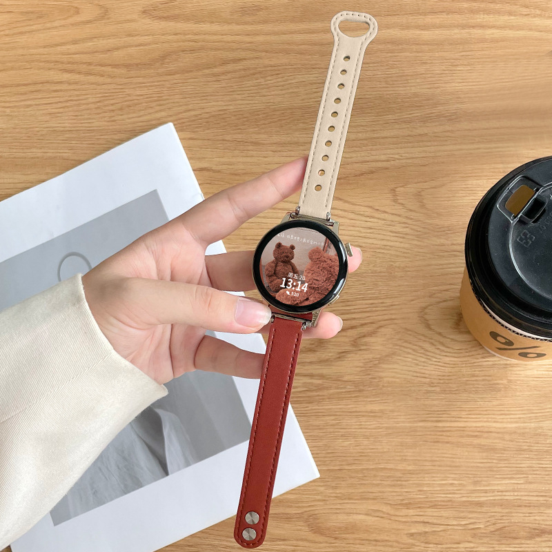 Prava kožna narukvica za Huawei pametni sat, kompatibilna s GT5/GT6, GT4, GT2/Honor Watch, Watch4/3 Pro — 18/20/22 mm, kopča na klik