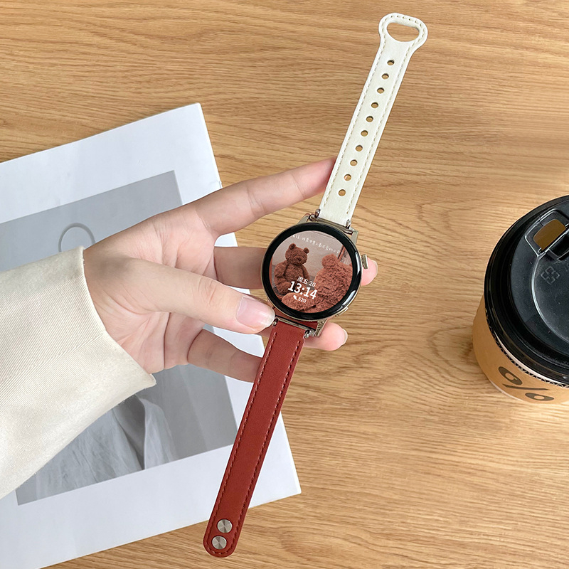 Prava kožna narukvica za Huawei pametni sat, kompatibilna s GT5/GT6, GT4, GT2/Honor Watch, Watch4/3 Pro — 18/20/22 mm, kopča na klik