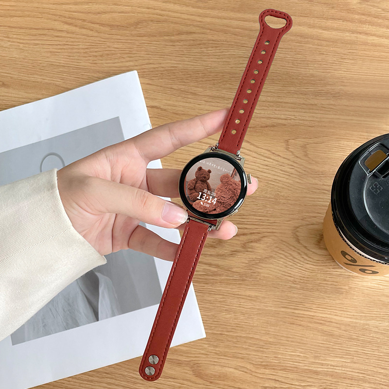 Prava kožna narukvica za Huawei pametni sat, kompatibilna s GT5/GT6, GT4, GT2/Honor Watch, Watch4/3 Pro — 18/20/22 mm, kopča na klik