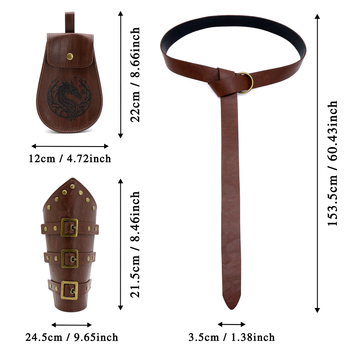 Srednjovjekovni vikinški renesansni pojas cosplay set s retro narukvicom za zglob i torbicom za struk, marka Other; za odrasle; zimsko izdanje 2024; spot goods