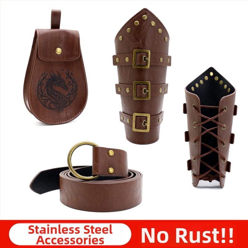 Srednjovjekovni vikinški renesansni pojas cosplay set s retro narukvicom za zglob i torbicom za struk, marka Other; za odrasle; zimsko izdanje 2024; spot goods
