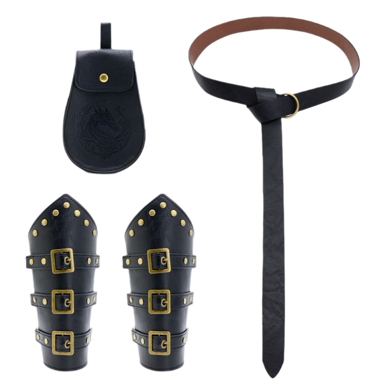 Srednjovjekovni vikinški renesansni pojas cosplay set s retro narukvicom za zglob i torbicom za struk, marka Other; za odrasle; zimsko izdanje 2024; spot goods