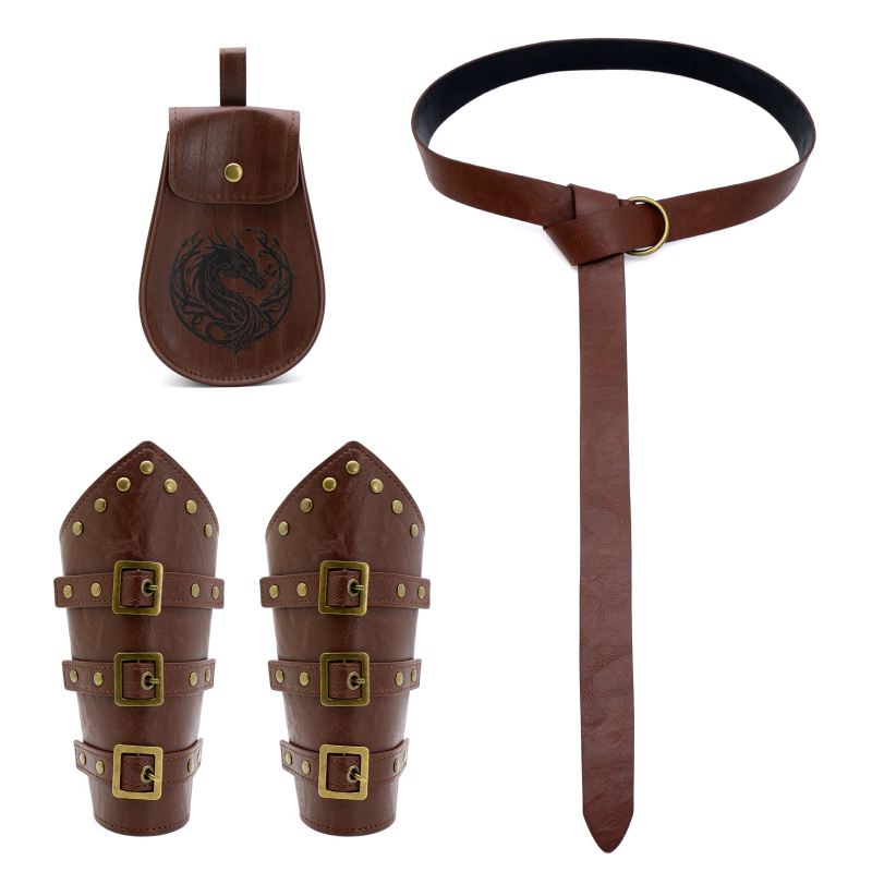 Srednjovjekovni vikinški renesansni pojas cosplay set s retro narukvicom za zglob i torbicom za struk, marka Other; za odrasle; zimsko izdanje 2024; spot goods