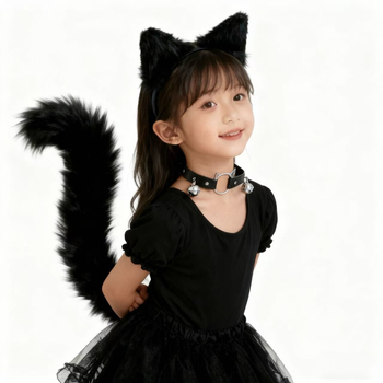 Cosplay set plišastih dodataka za Cat-Girl Fox Demon – ukosnica za kosu, headpiece, lisji rep, zvončić na ogrlici (Brand Like Silk; Dostupno; Za djecu; Zima 2025)