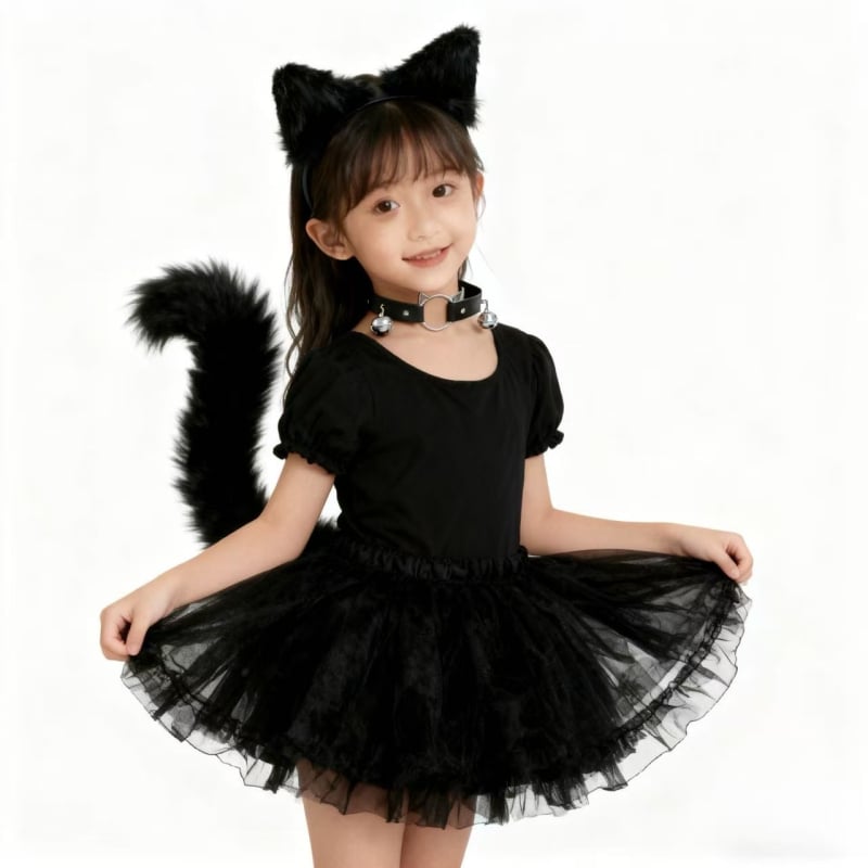 Cosplay set plišastih dodataka za Cat-Girl Fox Demon – ukosnica za kosu, headpiece, lisji rep, zvončić na ogrlici (Brand Like Silk; Dostupno; Za djecu; Zima 2025)
