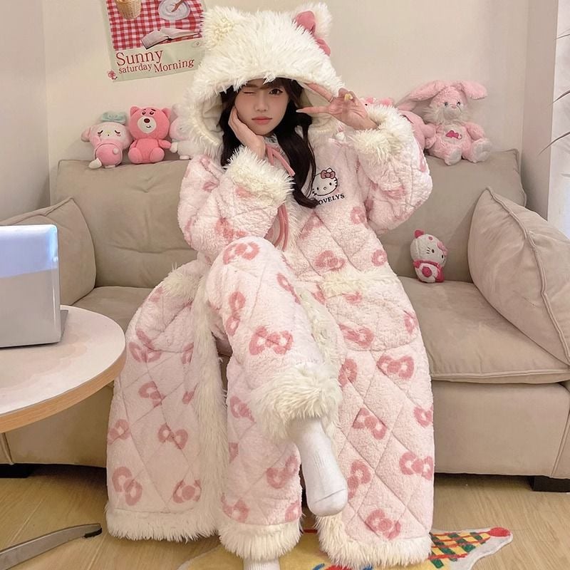 Pidžāmas halāts ar karikatūras stilu, kabatām un pogām – ārkārtīgi bieza 501–600 g/m2, saglabā siltumu, pavasaris 2025