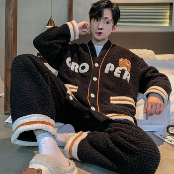 Muški zimski set pidžama od rastezljivog pamuka, korejskog stila kardigana