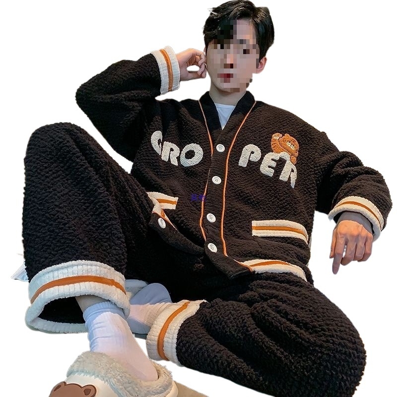 Muški zimski set pidžama od rastezljivog pamuka, korejskog stila kardigana