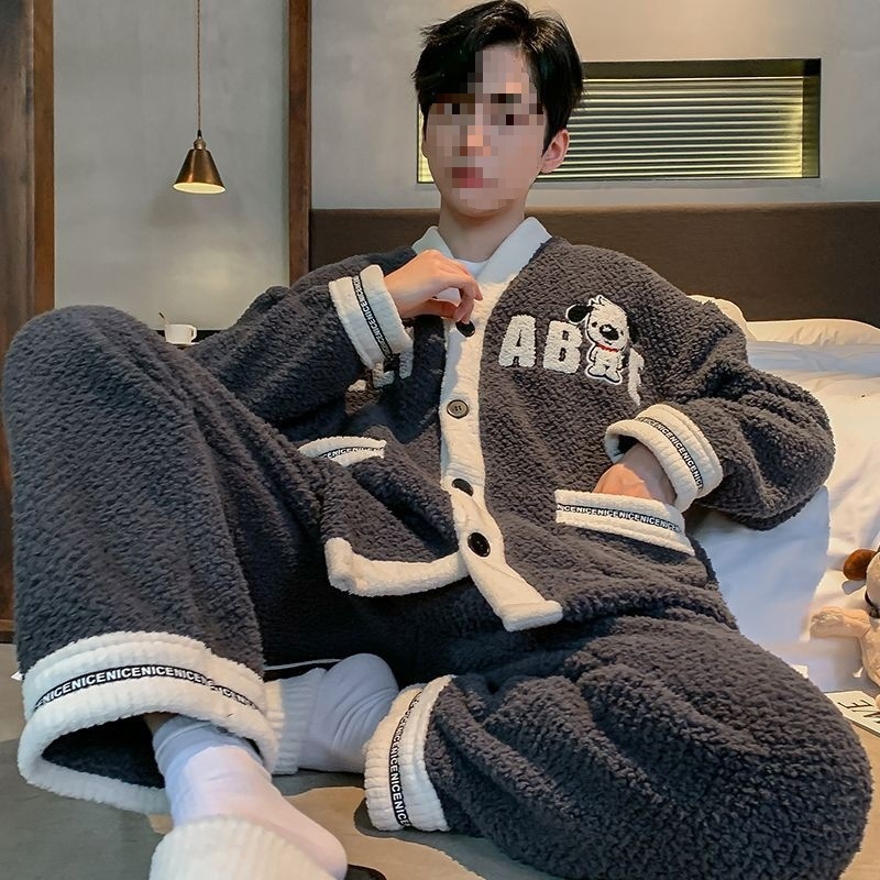 Muški zimski set pidžama od rastezljivog pamuka, korejskog stila kardigana