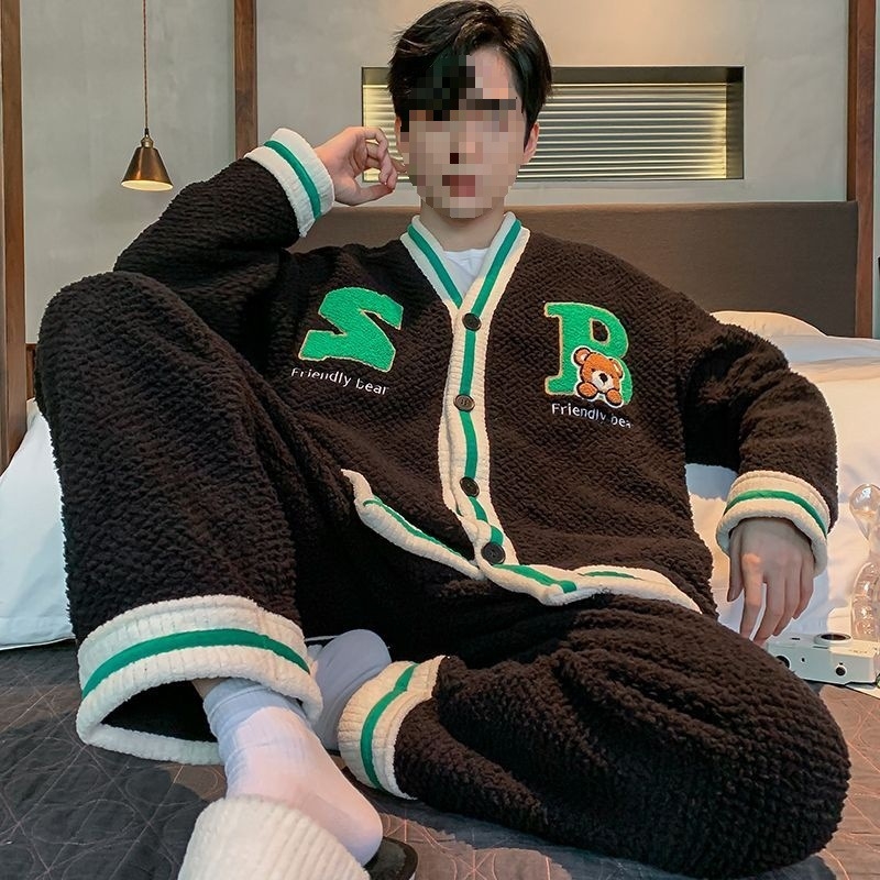 Muški zimski set pidžama od rastezljivog pamuka, korejskog stila kardigana