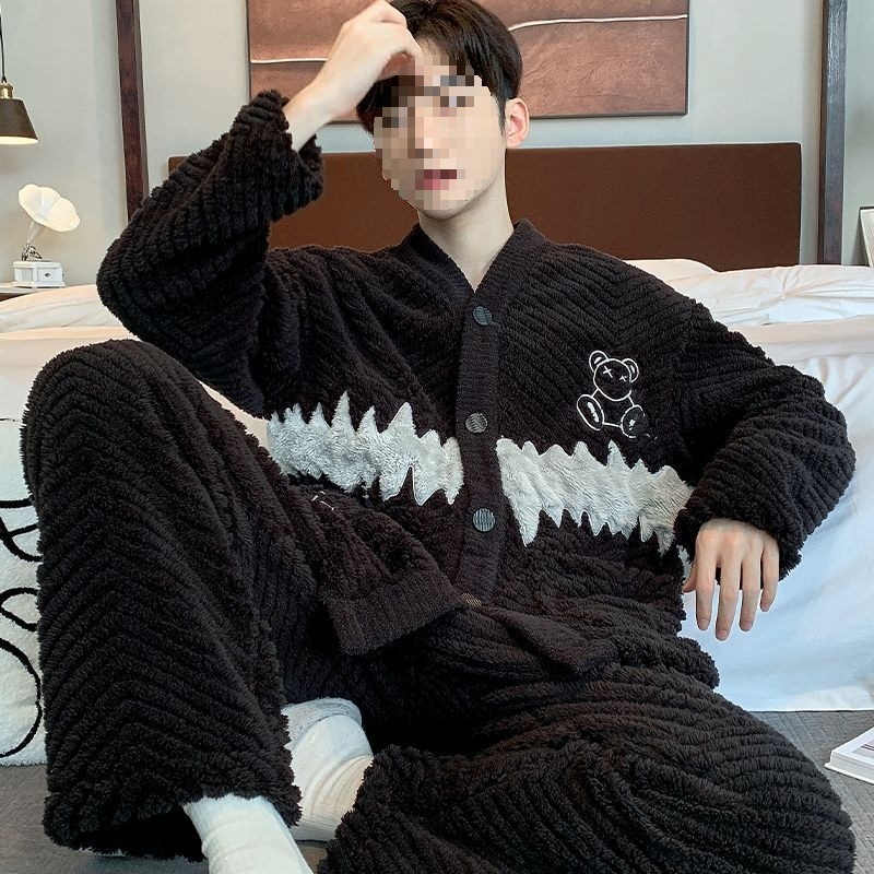 Muški zimski set pidžama od rastezljivog pamuka, korejskog stila kardigana