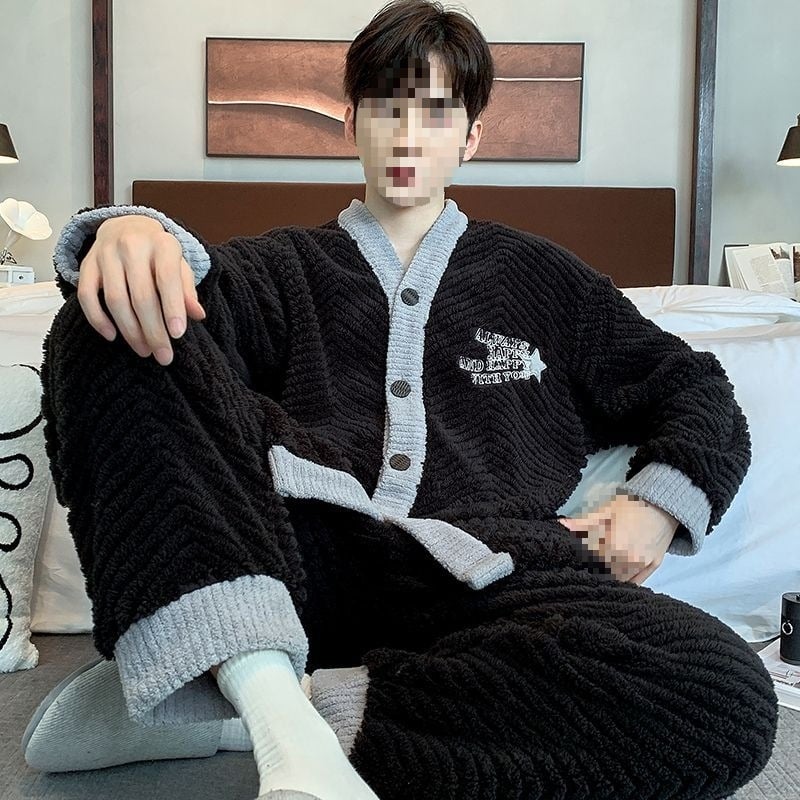 Muški zimski set pidžama od rastezljivog pamuka, korejskog stila kardigana