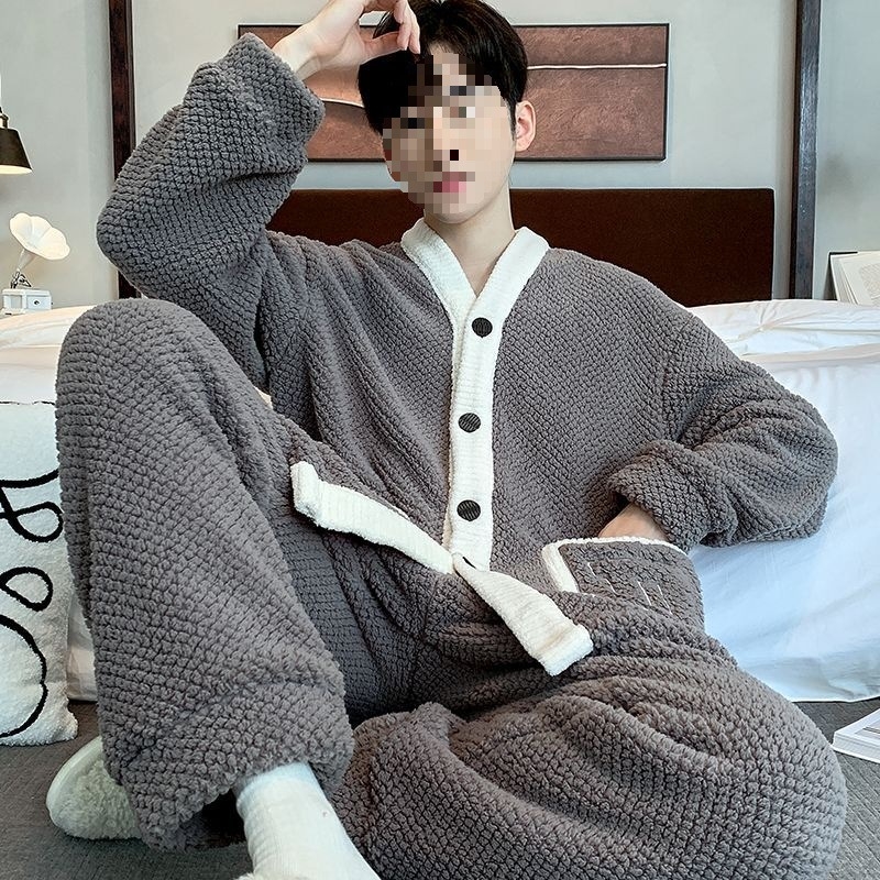 Muški zimski set pidžama od rastezljivog pamuka, korejskog stila kardigana