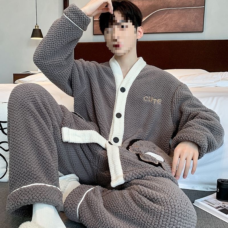 Muški zimski set pidžama od rastezljivog pamuka, korejskog stila kardigana