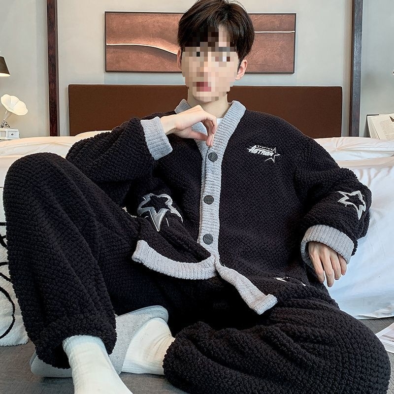 Muški zimski set pidžama od rastezljivog pamuka, korejskog stila kardigana