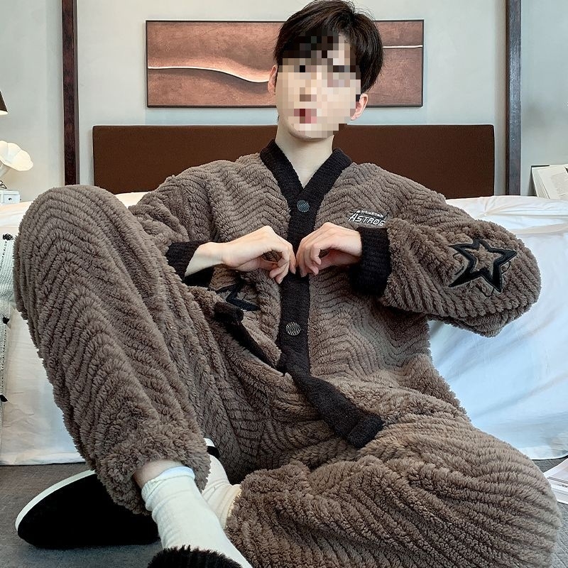 Muški zimski set pidžama od rastezljivog pamuka, korejskog stila kardigana