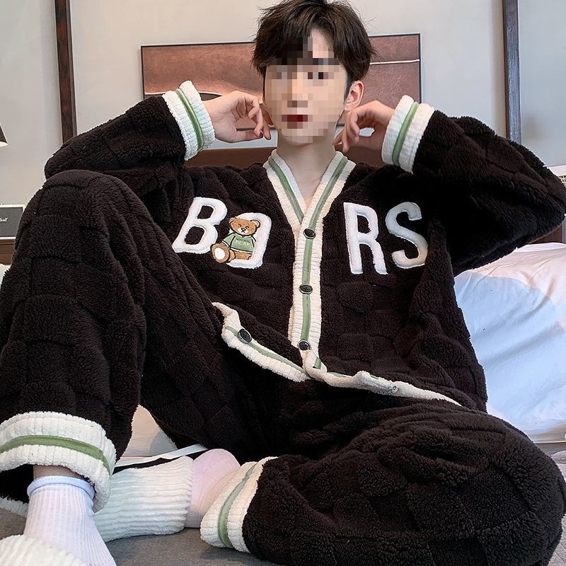 Muški zimski set pidžama od rastezljivog pamuka, korejskog stila kardigana