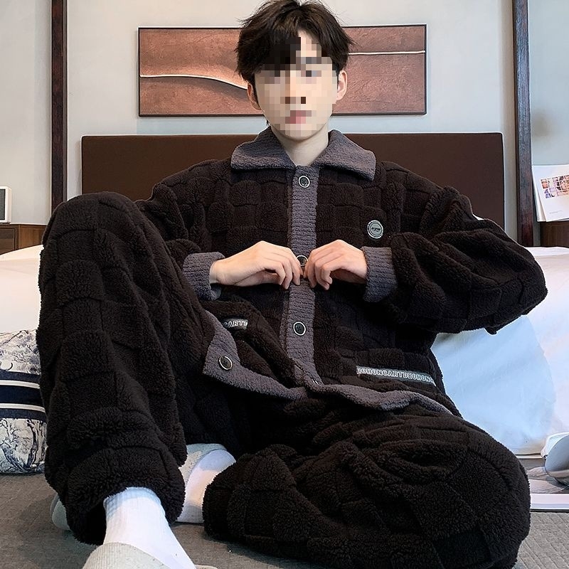 Muški zimski set pidžama od rastezljivog pamuka, korejskog stila kardigana