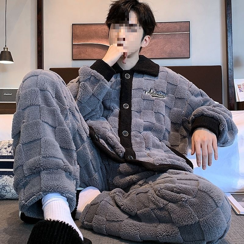 Muški zimski set pidžama od rastezljivog pamuka, korejskog stila kardigana