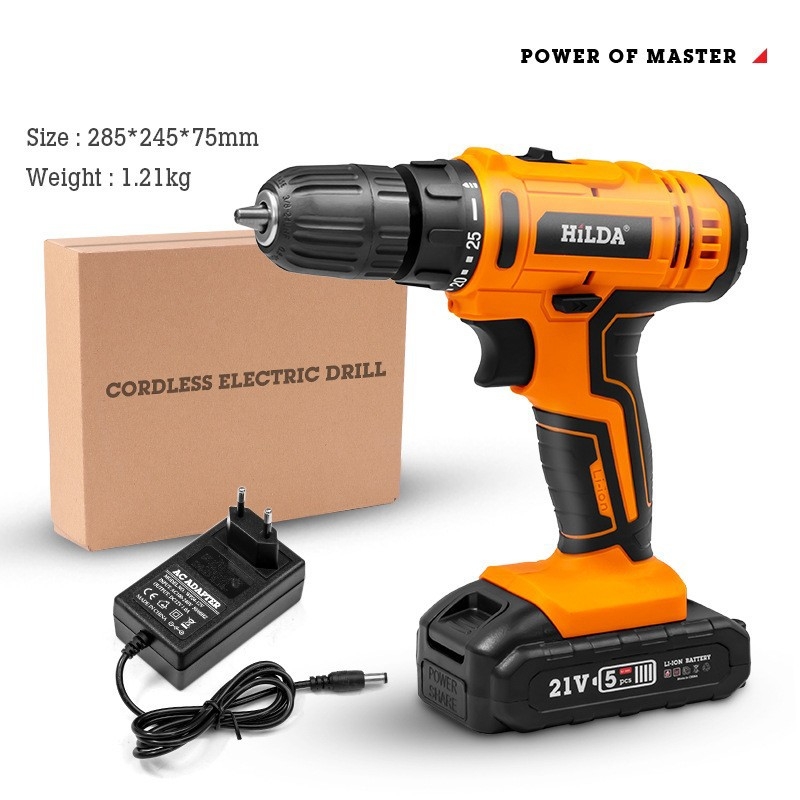 Li-ion akkumulátoros elektromos fúró, pisztolymintás, újratölthető, háromszárnyú tokmány, kefés motor, előre/ hátra, otthoni felújításokra