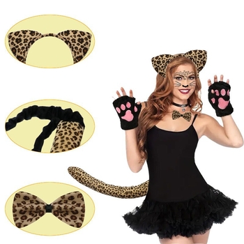 Gyerekeknek szóló Halloween jelmez gepárd mintával és farokkal, 2025 tavaszi kiadás