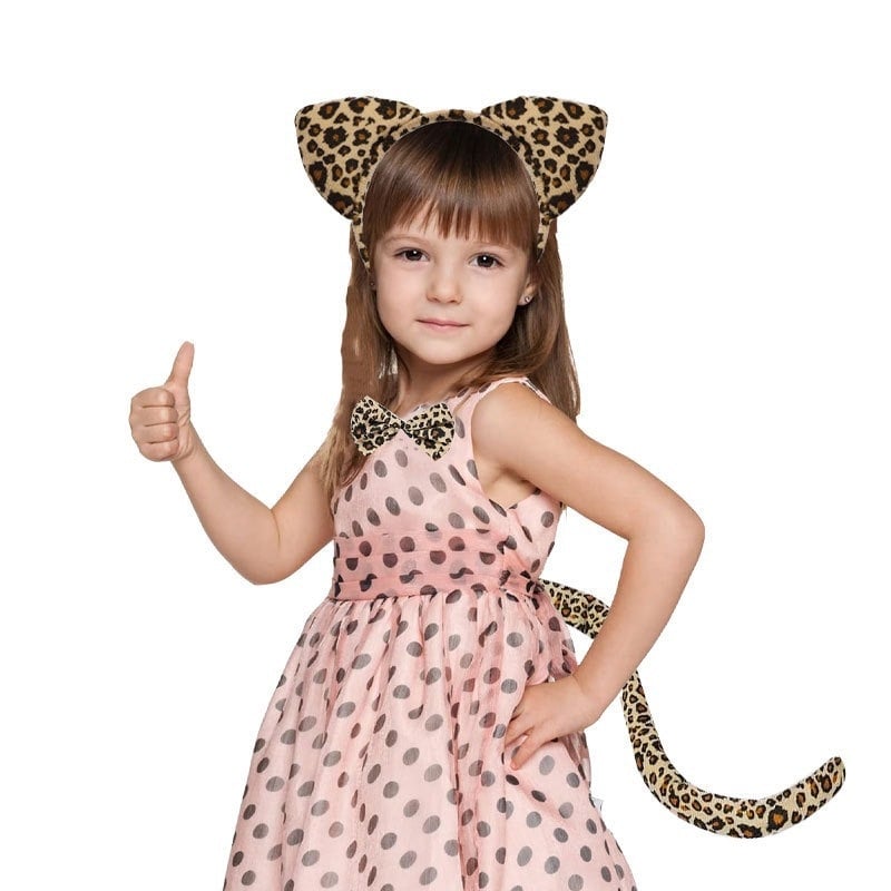 Gyerekeknek szóló Halloween jelmez gepárd mintával és farokkal, 2025 tavaszi kiadás