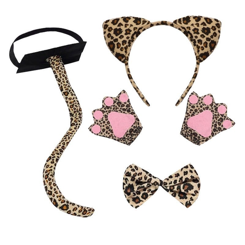 Gyerekeknek szóló Halloween jelmez gepárd mintával és farokkal, 2025 tavaszi kiadás