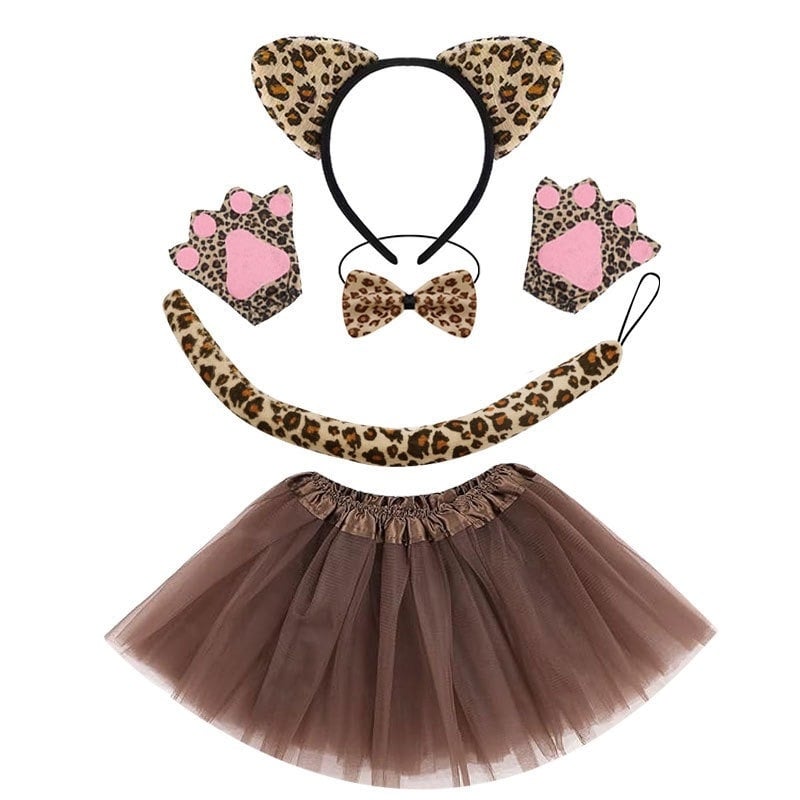 Gyerekeknek szóló Halloween jelmez gepárd mintával és farokkal, 2025 tavaszi kiadás