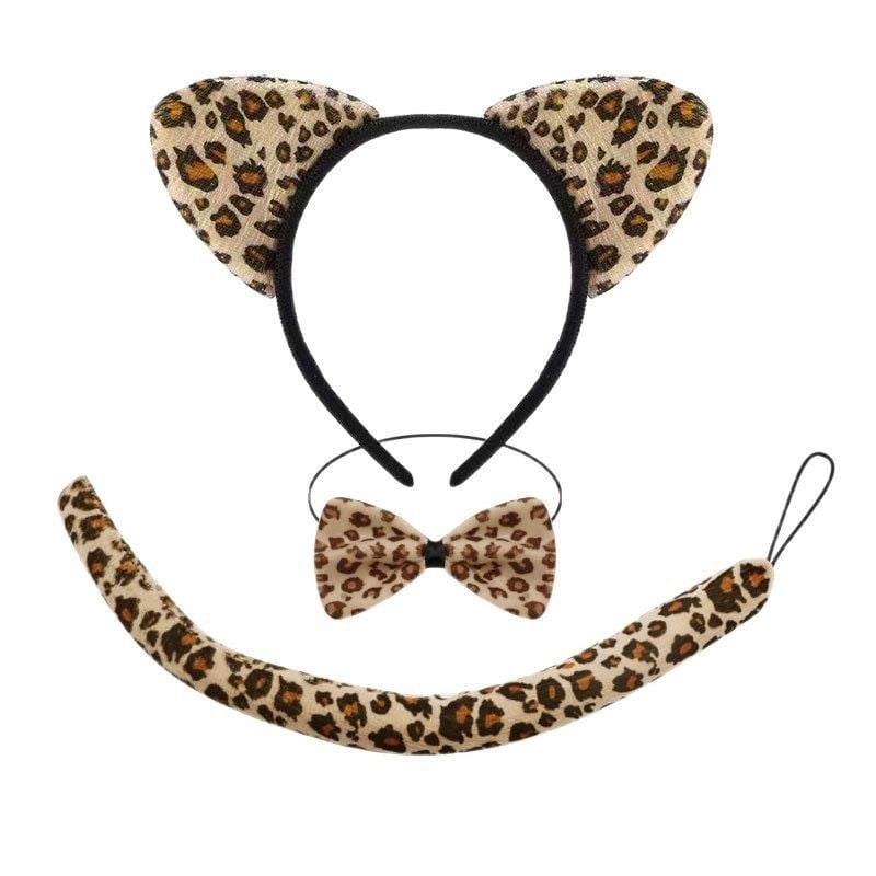 Gyerekeknek szóló Halloween jelmez gepárd mintával és farokkal, 2025 tavaszi kiadás