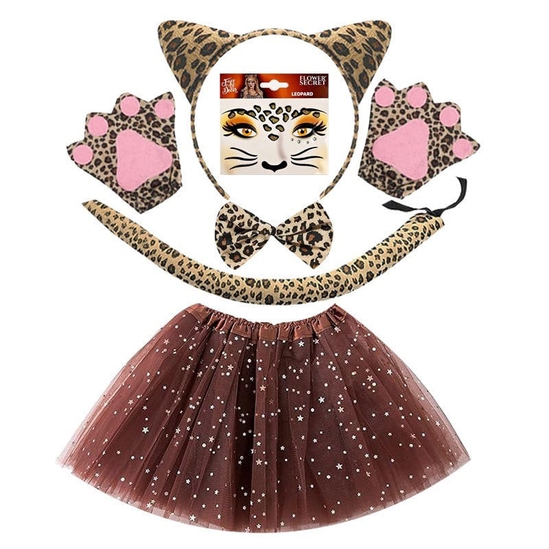 Gyerekeknek szóló Halloween jelmez gepárd mintával és farokkal, 2025 tavaszi kiadás