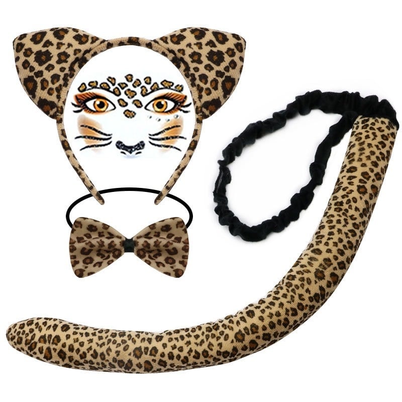 Gyerekeknek szóló Halloween jelmez gepárd mintával és farokkal, 2025 tavaszi kiadás