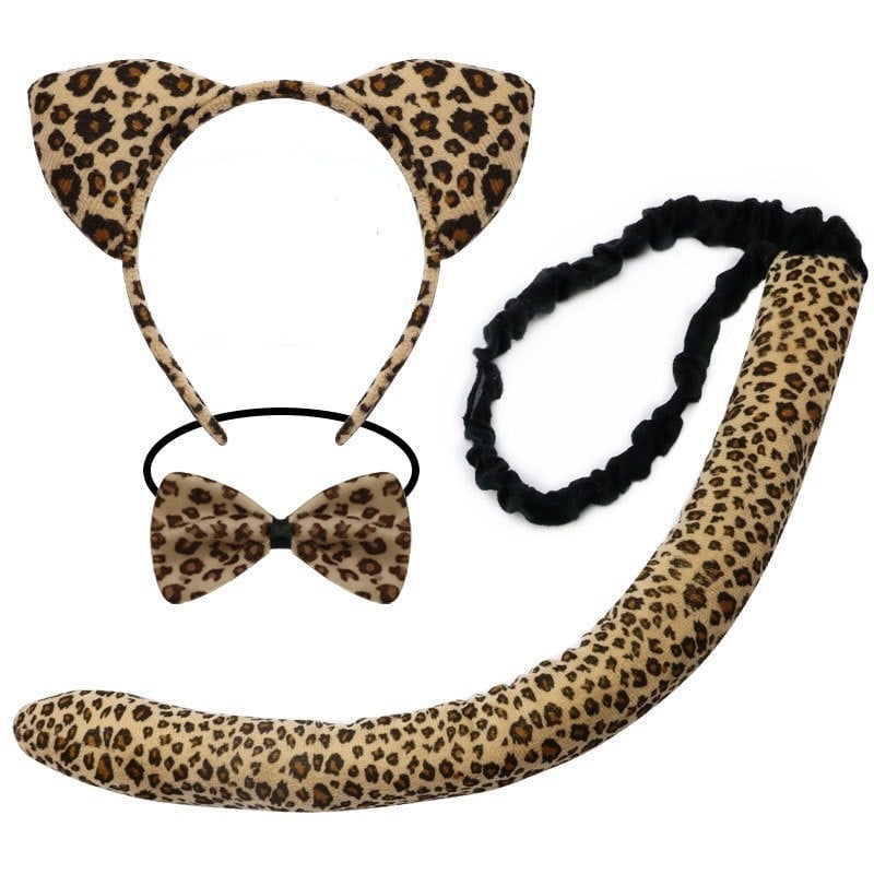 Gyerekeknek szóló Halloween jelmez gepárd mintával és farokkal, 2025 tavaszi kiadás