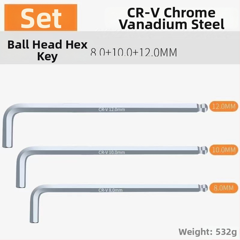 Sada imbusových kľúčov s vnútorným šesťhranom, L-tvarovaná guľová hlava