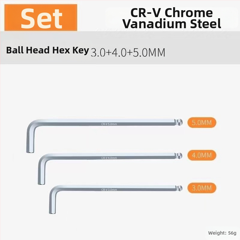 Sada imbusových kľúčov s vnútorným šesťhranom, L-tvarovaná guľová hlava