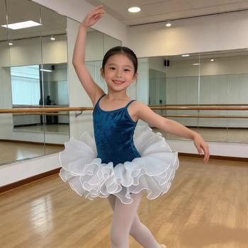 Body de dans pentru fete cu bretele – Gold Diamond Velvet, poliester, balet etno-latin, stil dulce, pentru copii 8+ ani