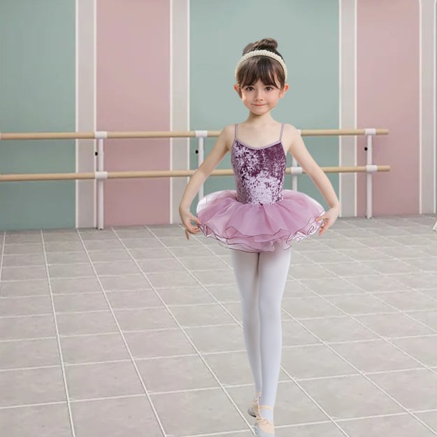 Body de dans pentru fete cu bretele – Gold Diamond Velvet, poliester, balet etno-latin, stil dulce, pentru copii 8+ ani