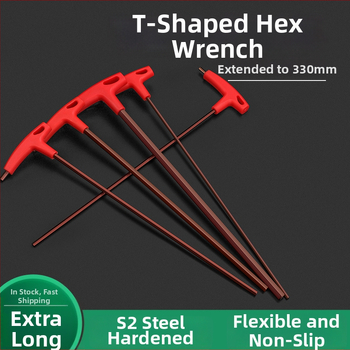 T-alakú hatszögletű imbuszkulcs, kettős fejű, S2 szerszámacél, edzett
