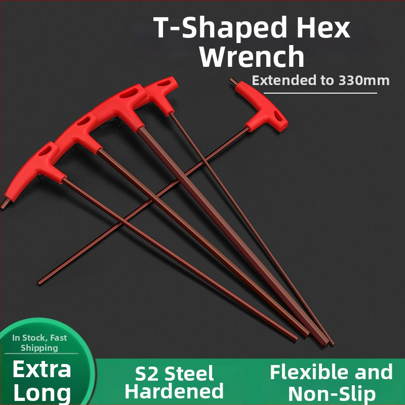 T-alakú hatszögletű imbuszkulcs, kettős fejű, S2 szerszámacél, edzett