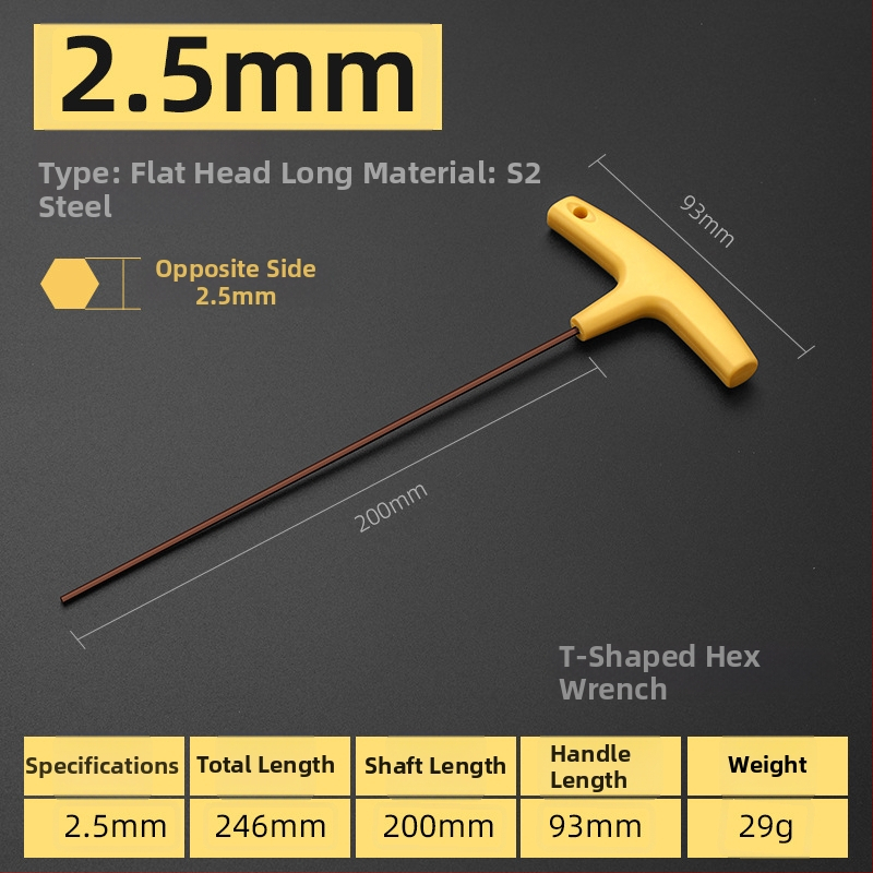 T-alakú hatszögletű imbuszkulcs, kettős fejű, S2 szerszámacél, edzett