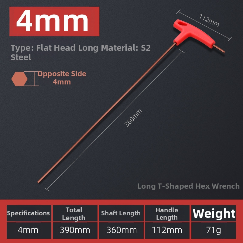 T-alakú hatszögletű imbuszkulcs, kettős fejű, S2 szerszámacél, edzett
